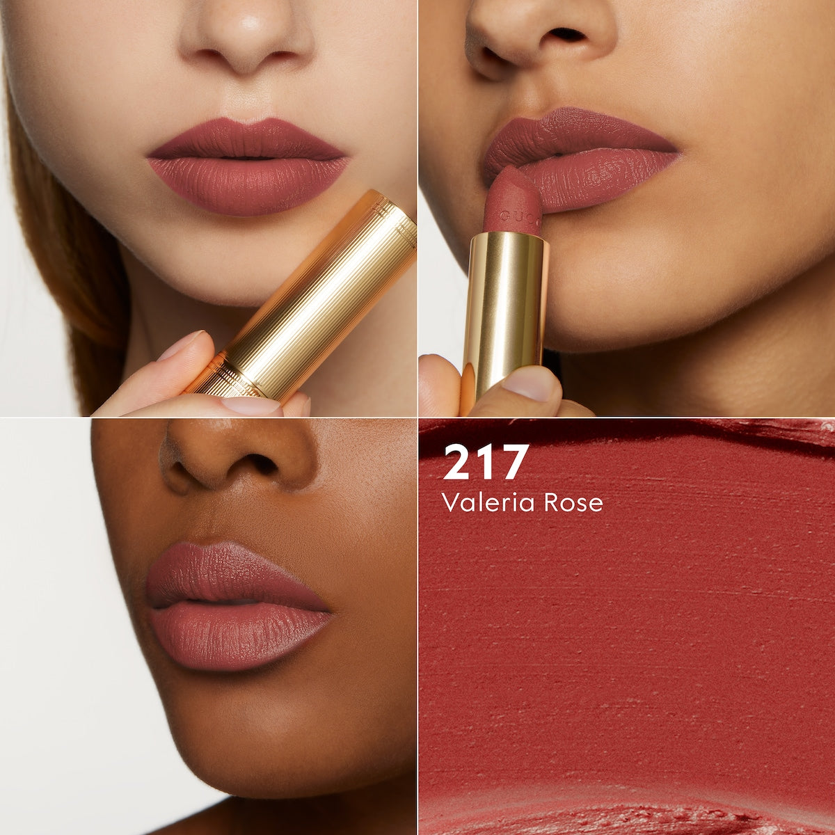 Gucci Rouge à Lèvres Mat Lipstick 217 Valeria Rose, Limited Edition, 0.12 oz (3.5 g)