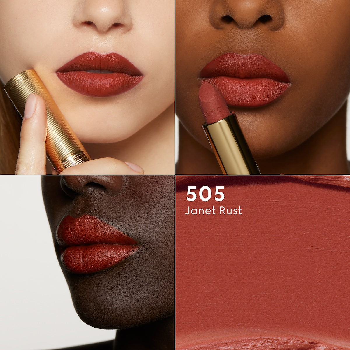 Gucci Rouge à Lèvres Mat Lipstick 505 Janet Rust, Rusty Red, 0.12 oz (3.5 g)