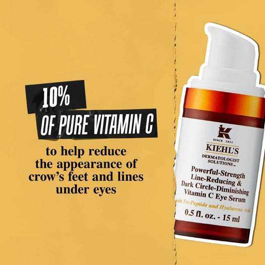 Kiehl's Powerful-Strength Eye Serum with 10% Pure Vitamin C, Tri-Peptide & Hyaluronic Acid, 15 ml