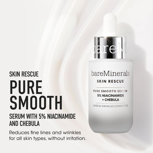 bareMinerals Skin Rescue Pure Smooth Serum | 5% Niacinamide & Chebula, Fine Line Smoothing Serum