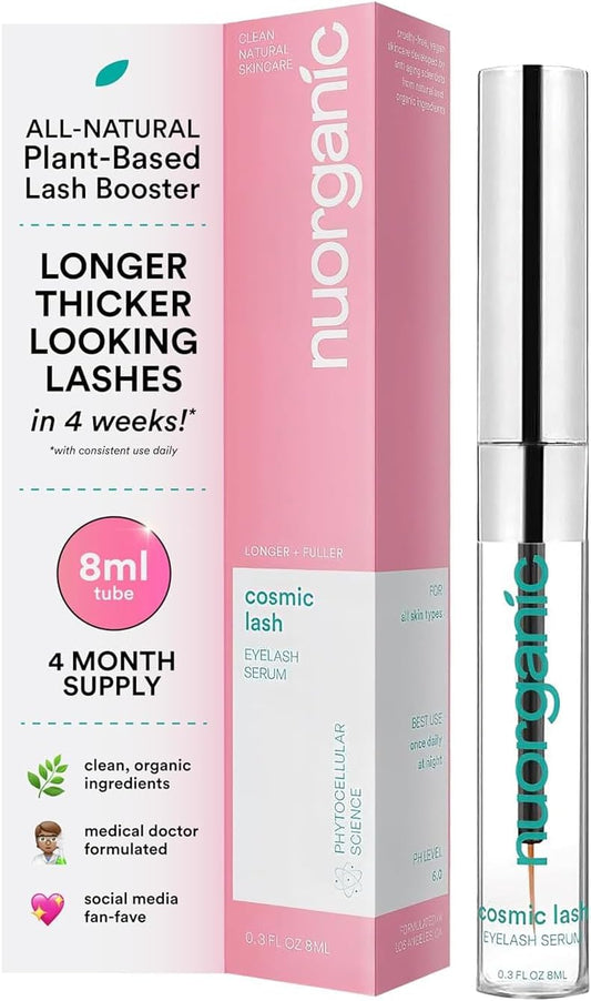 nuorganic Cosmic Lash Serum Without Prostaglandins Eyelash Growth Serum for Thicker, Longer, More Defined Lashes 4-Month