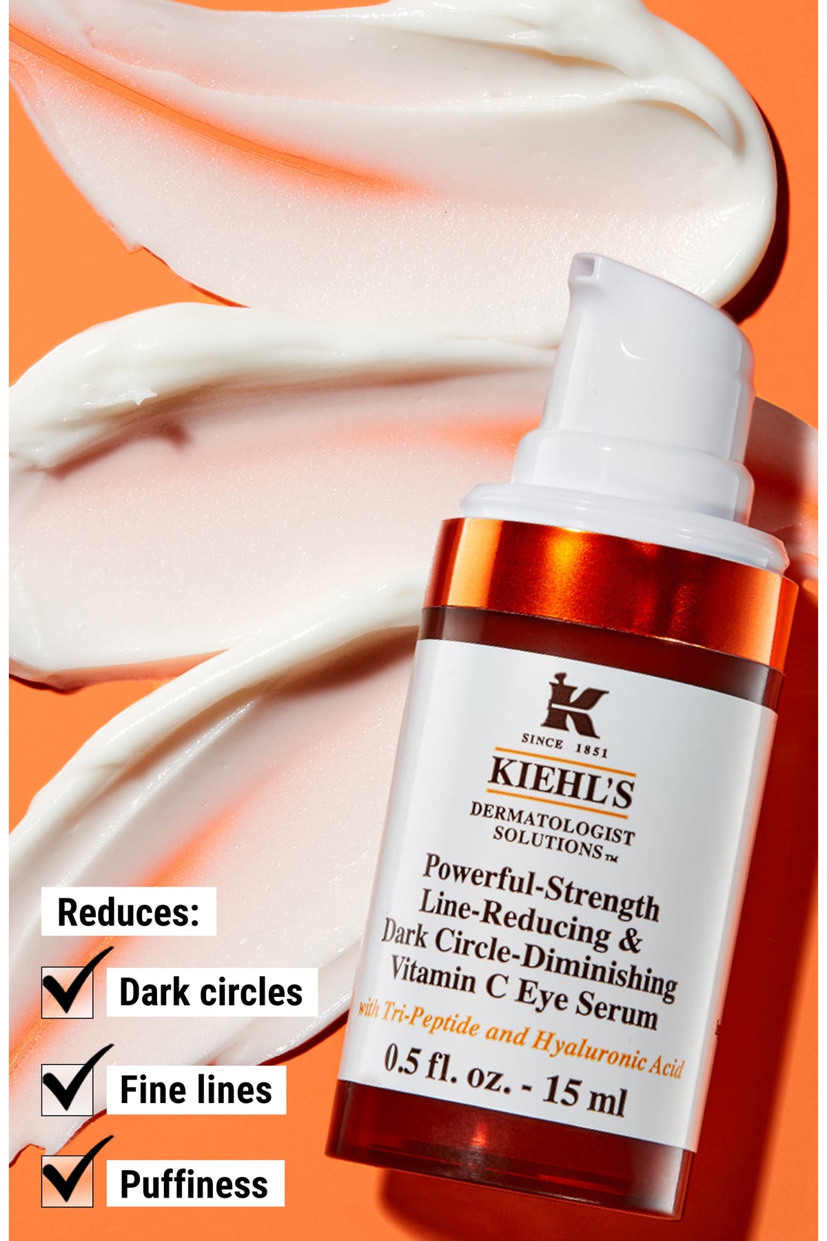 Kiehl's Powerful-Strength Eye Serum with 10% Pure Vitamin C, Tri-Peptide & Hyaluronic Acid, 15 ml