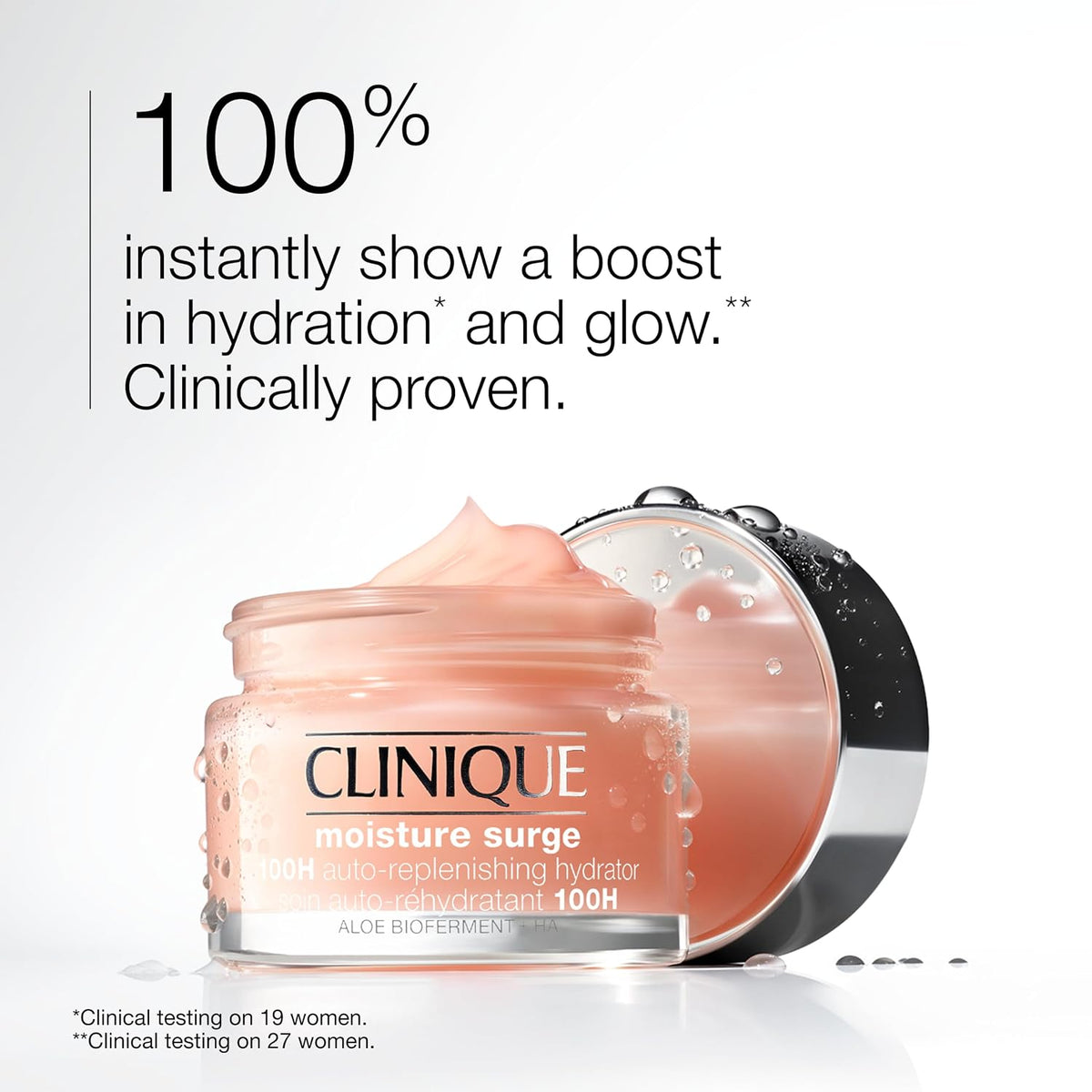 Clinique Moisture Surge 100H Auto-Replenishing Hydrator Oil-Free Face Moisturizer with Hyaluronic Acid, Aloe Bioferment and Vitamins C + E, 50ml