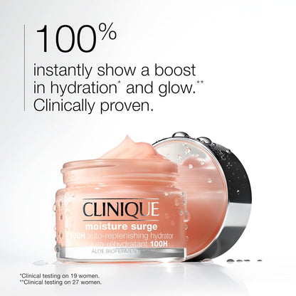Clinique Moisture Surge 100H Auto-Replenishing Hydrator Oil-Free Face Moisturizer with Hyaluronic Acid, Aloe Bioferment and Vitamins C + E, 50ml