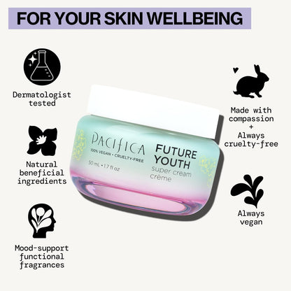 Pacifica Future Youth Super Cream Anti-Aging Face Moisturizer with Peptides & Antioxidants, 1.7 fl oz (50 ml)