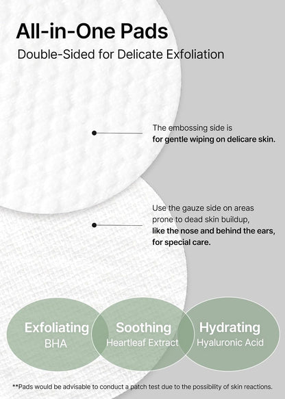 CELIMAX Ji.Woo.Gae Heartleaf BHA Peeling Pads, Double-Sided Exfoliating Toner Pads for Pore Care & Hydration, 60 Pads (125 ml)