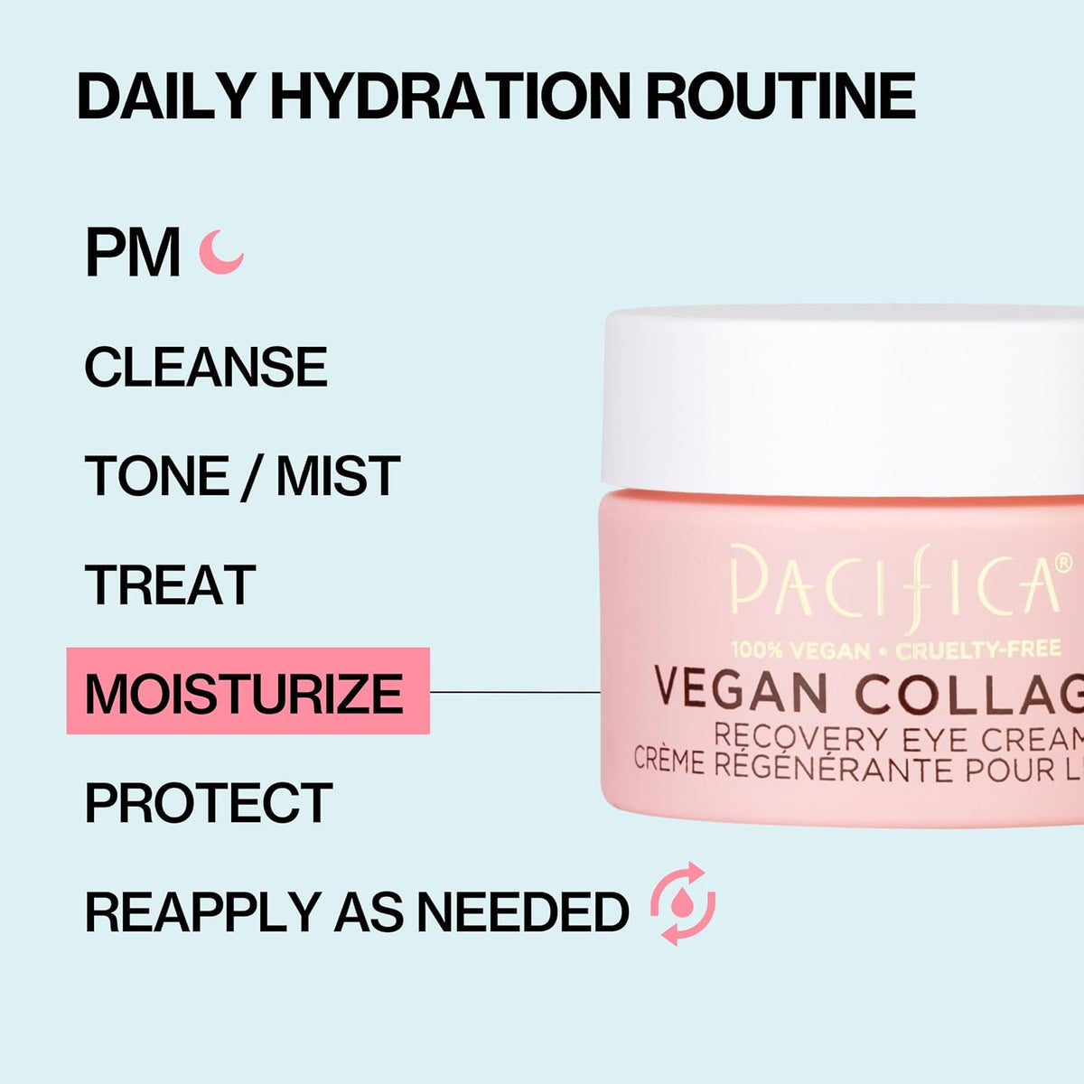 Pacifica Vegan Collagen Overnight Recovery Cream, Hydrating Face & Under Eye Night Moisturizer with Hyaluronic Acid & Caffeine, 0.5 fl oz (15 ml)
