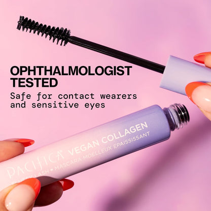 Pacifica Vegan Collagen Fluffy Lash Mascara, Black Lengthening & Volumizing Mascara with Plant-Based Fibers, 0.24 oz (7 g)