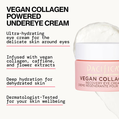 Pacifica Vegan Collagen Overnight Recovery Cream, Hydrating Face & Under Eye Night Moisturizer with Hyaluronic Acid & Caffeine, 0.5 fl oz (15 ml)