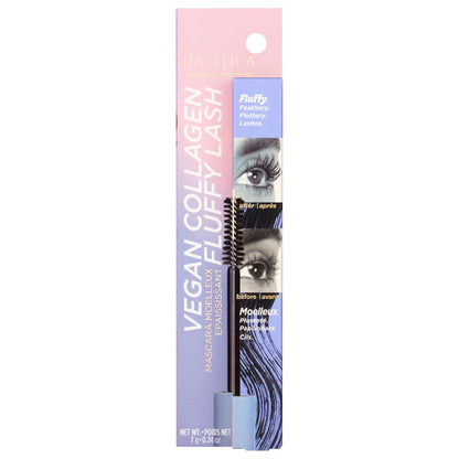 Pacifica Vegan Collagen Fluffy Lash Mascara, Black Lengthening & Volumizing Mascara with Plant-Based Fibers, 0.24 oz (7 g)