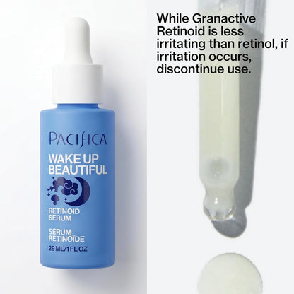 Pacifica Wake Up Beautiful Retinoid Night Serum with Melatonin & Mushroom Extracts, Anti-Aging Facial Serum, 1 fl oz (29 ml)