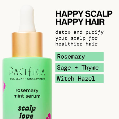 Pacifica Beauty Scalp Love Rosemary Mint Serum, Detoxifying & Hydrating Scalp Treatment, 2 fl oz (58 ml)