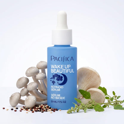Pacifica Wake Up Beautiful Retinoid Night Serum with Melatonin & Mushroom Extracts, Anti-Aging Facial Serum, 1 fl oz (29 ml)