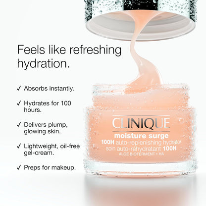 Clinique Moisture Surge 100H Auto-Replenishing Hydrator Oil-Free Face Moisturizer with Hyaluronic Acid, Aloe Bioferment and Vitamins C + E, 50ml