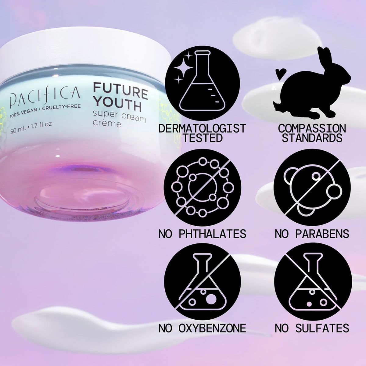 Pacifica Future Youth Super Cream Anti-Aging Face Moisturizer with Peptides & Antioxidants, 1.7 fl oz (50 ml)