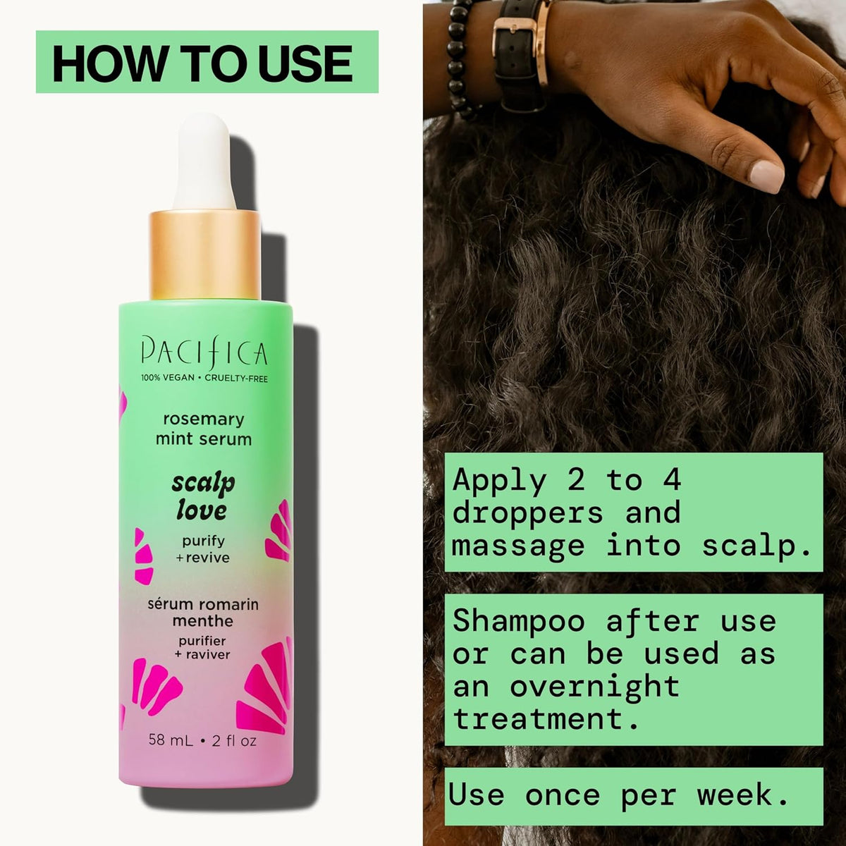 Pacifica Beauty Scalp Love Rosemary Mint Serum, Detoxifying & Hydrating Scalp Treatment, 2 fl oz (58 ml)