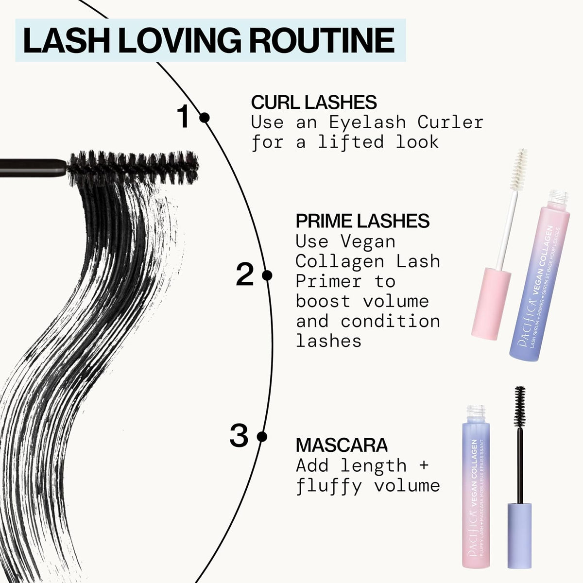 Pacifica Vegan Collagen Fluffy Lash Mascara, Black Lengthening & Volumizing Mascara with Plant-Based Fibers, 0.24 oz (7 g)