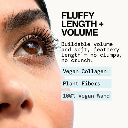 Pacifica Vegan Collagen Fluffy Lash Mascara, Black Lengthening & Volumizing Mascara with Plant-Based Fibers, 0.24 oz (7 g)