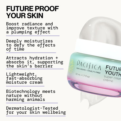 Pacifica Future Youth Super Cream Anti-Aging Face Moisturizer with Peptides & Antioxidants, 1.7 fl oz (50 ml)