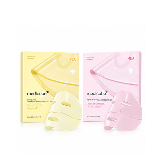 medicube Jelly Gel Mask Duo | PDRN Collagen & Kojic Acid Turmeric Brightening Face Masks, 2-Piece Bundle